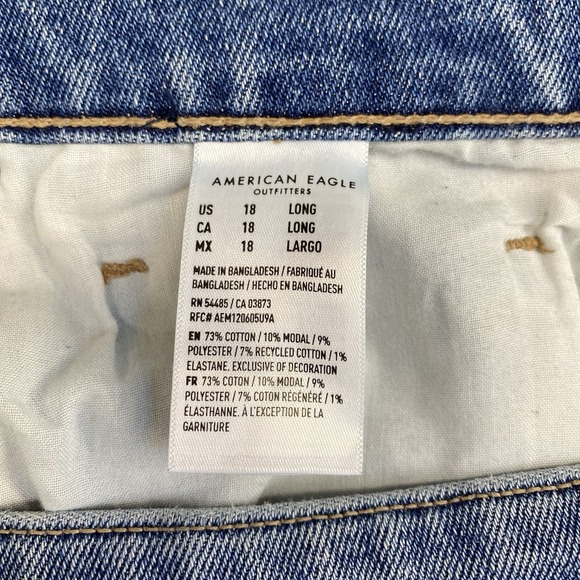 American Eagle Tomgirl Jeans Women 18 Long Blue High Rise Button Fly Tapered - Picture 12 of 12